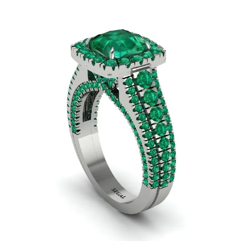 engagement-princess-cut-diamond-ring-Cushion Cut Emerald Eternal Splendor Engagement Ring - Lorelei No. 21