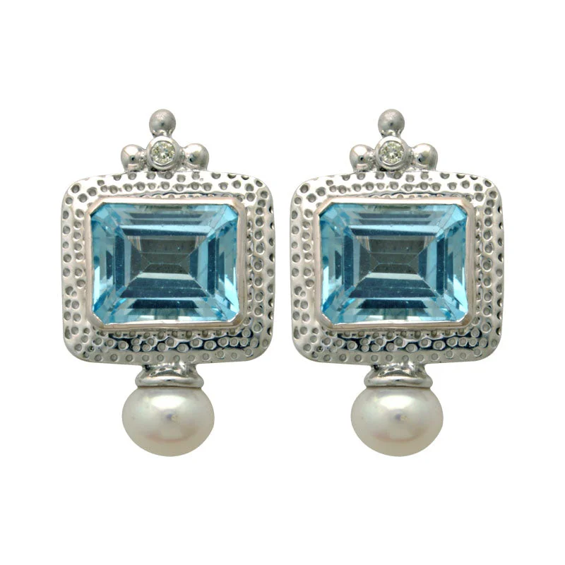 ladies-unique-diamond-earrings-Earrings-Blue Topaz, Fresh Water Pearl and Diamond