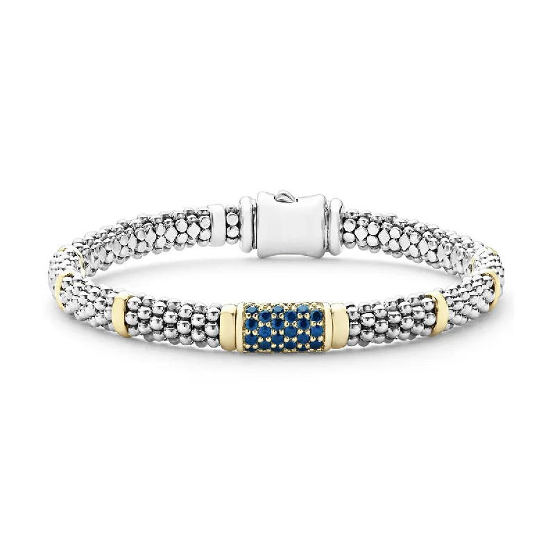 Ladies bracelets with orb charms -Blue Sapphire Caviar Bracelet