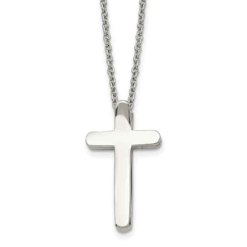 Ladies necklaces for mentors -Stainless Steel 3D Ichthus & Cross Necklace, 16 Inch