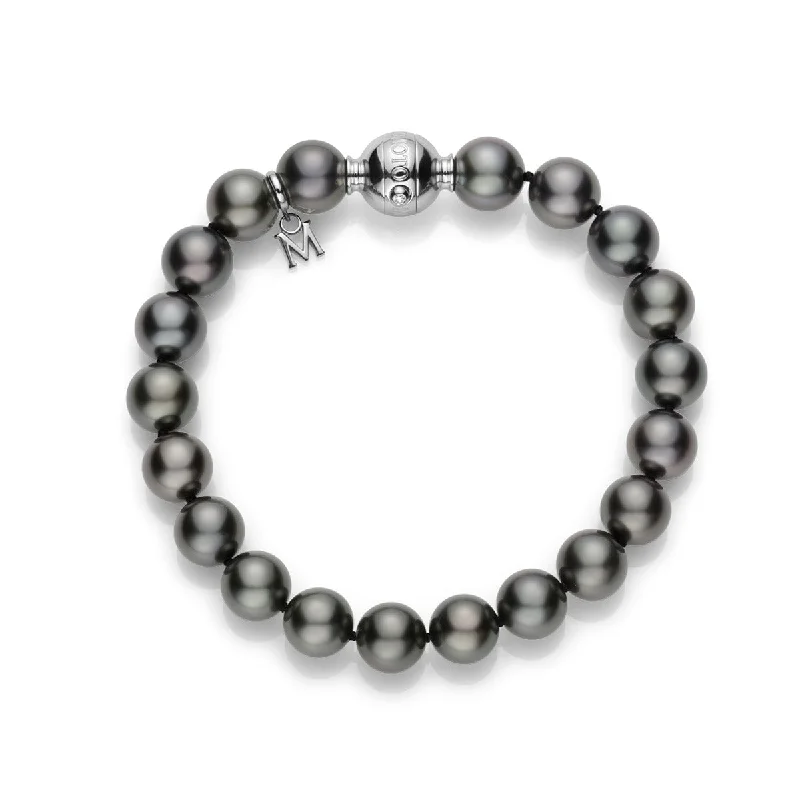 Ladies bracelets corrosion-resistant metal -Black South Sea Pearl Strand Bracelet