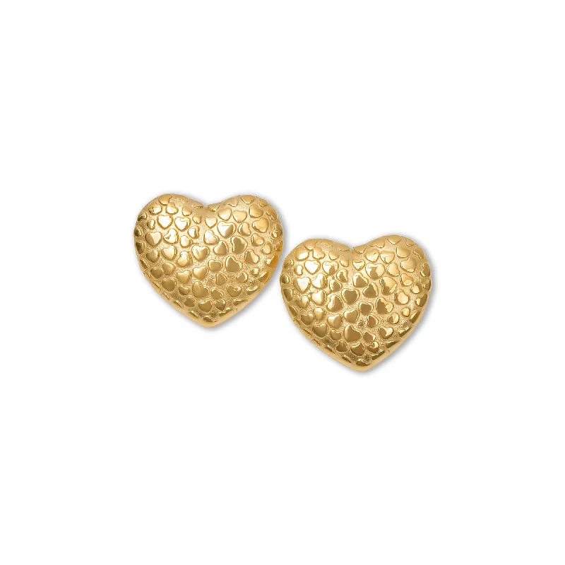 ladies-rustic-gold-earrings-THE TEXTURED HEART EARRINGS