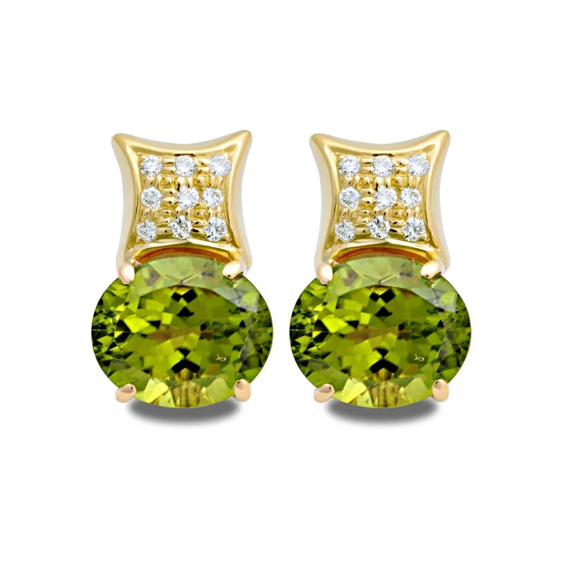 ladies-gold-huggie-earrings-Earrings-Peridot and Diamond