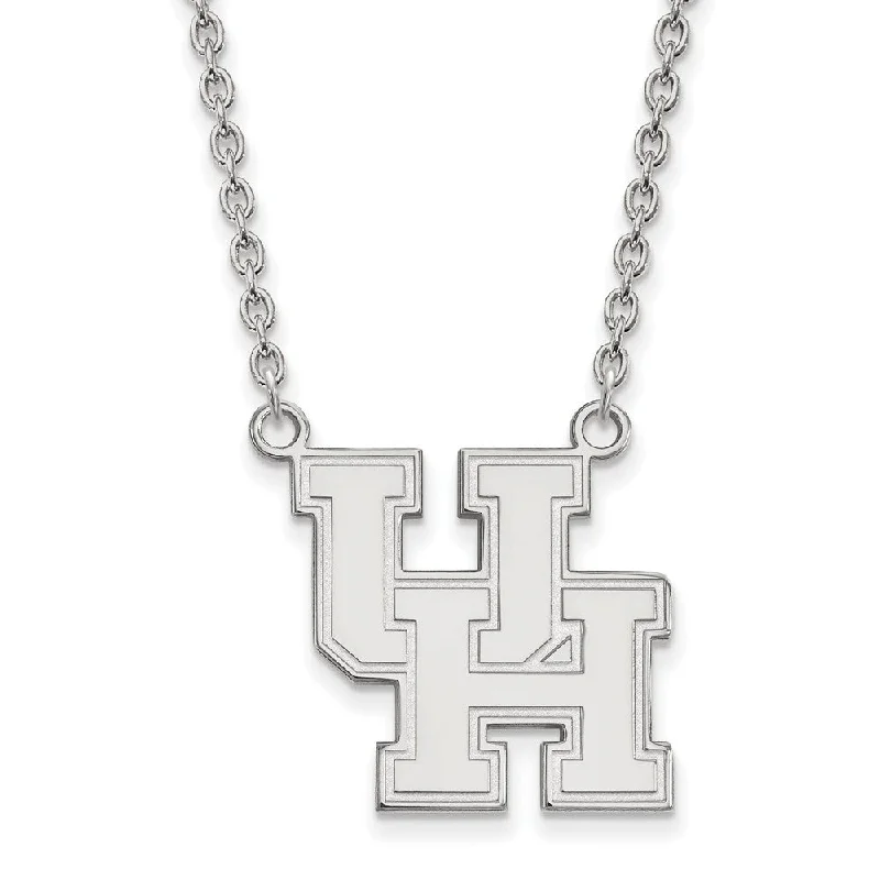 Ladies necklaces with prism charms -14k White Gold U of Houston Large Pendant Necklace