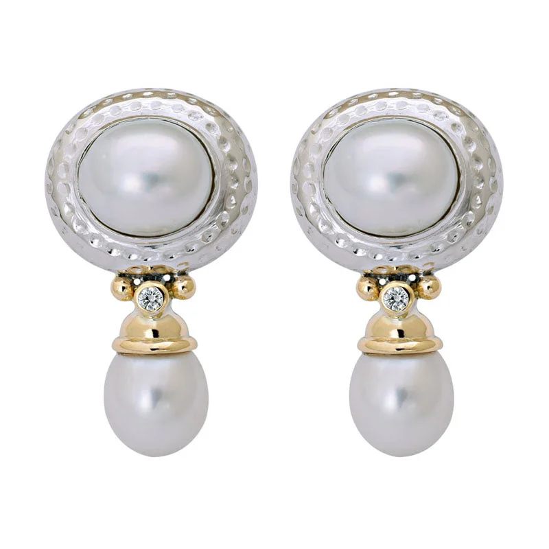 ladies-flower-silver-earrings-Earrings-South Sea Pearl and Diamond