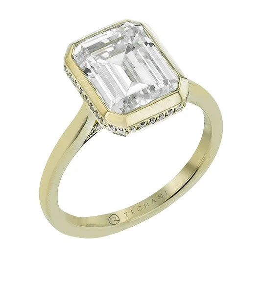 engagement-infinity-platinum-ring-14k Yellow Gold Emerald/Radiant Cut Bezel Diamond Engagement Ring by Zeghani