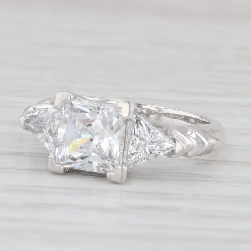 engagement-cushion-cut-silver-ring-2.91ctw Princess Cubic Zirconia Ring Sterling Silver Size 6 Engagement Style