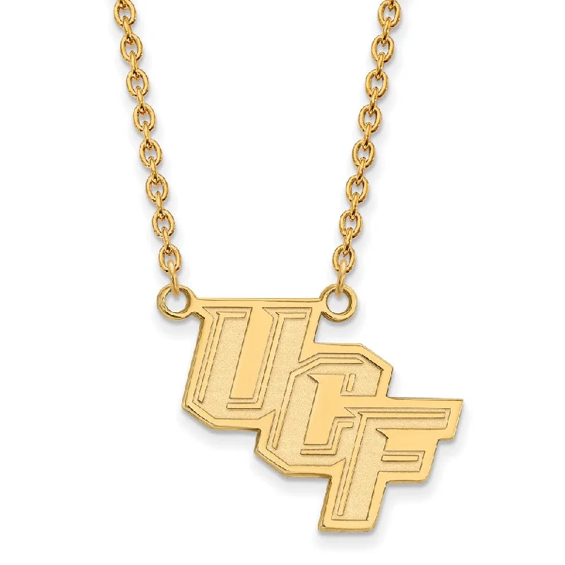 Ladies necklaces with etched initials -10k Yellow Gold Central Florida Large Pendant Necklace