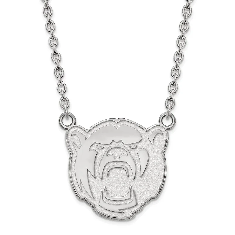 Ladies necklaces thin strands -Sterling Silver Baylor U Large Bear Pendant Necklace