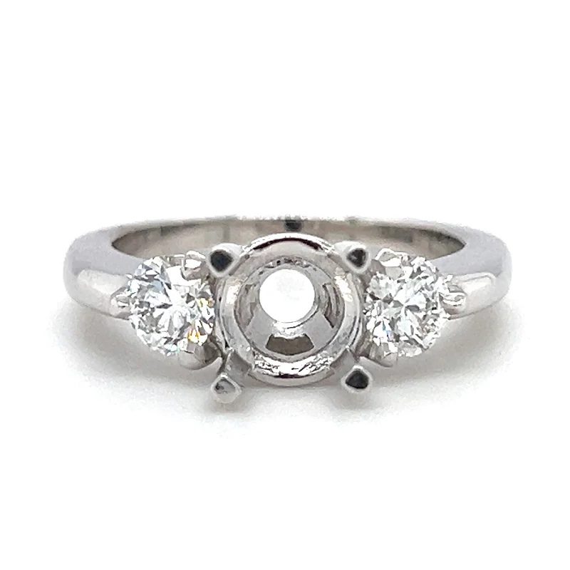 engagement-silver-cluster-ring-14k White Gold Classic Three Stone Diamond Engagement Ring