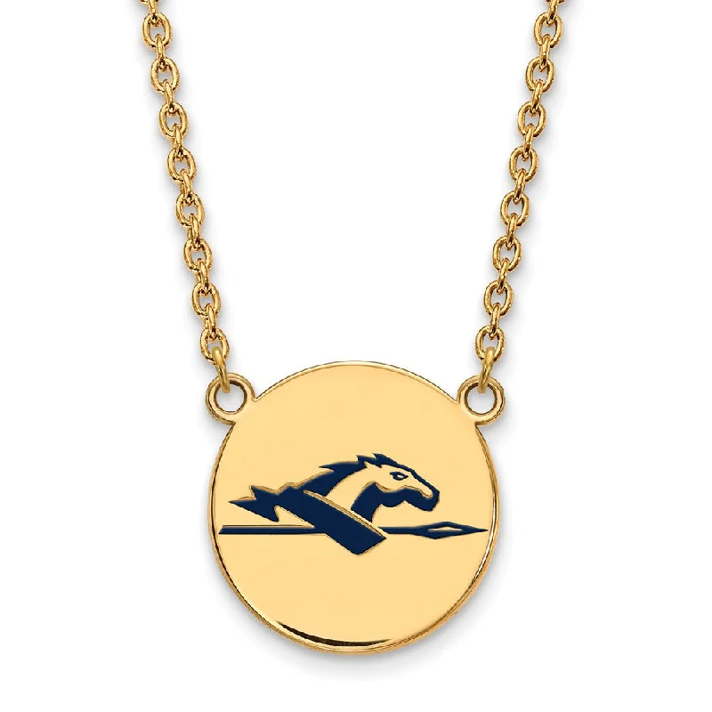 Ladies necklaces for elegant evenings -14k Gold Plated Silver Longwood U Large Enamel Disc Necklace