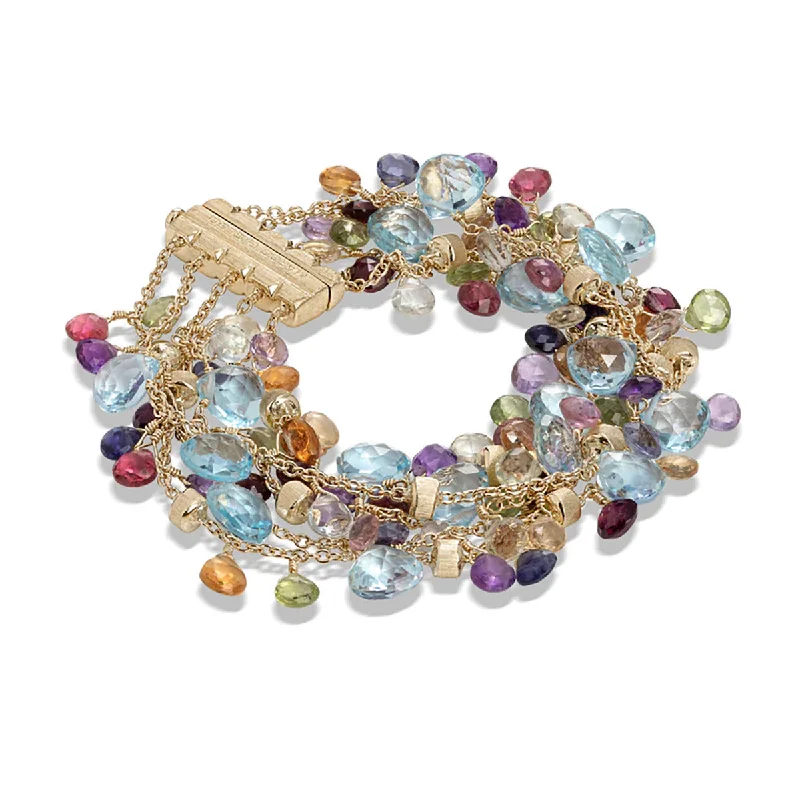 Ladies bracelets with rose opal -Blue Topaz and Mixed Gemstone Five Strand Bracelet