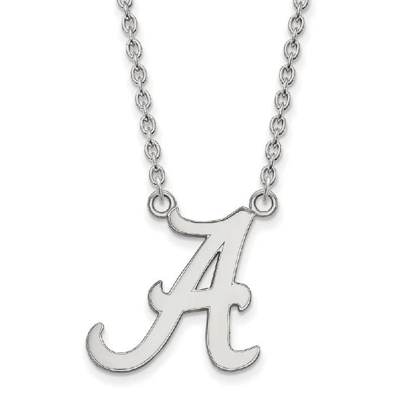 Ladies necklaces for yoga lovers -Sterling Silver U of Alabama Large Initial A Pendant Necklace