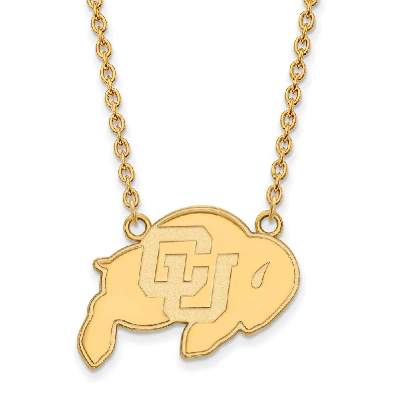 Ladies necklaces pure sterling silver -10k Yellow Gold U of Colorado Large Buffalo Pendant Necklace