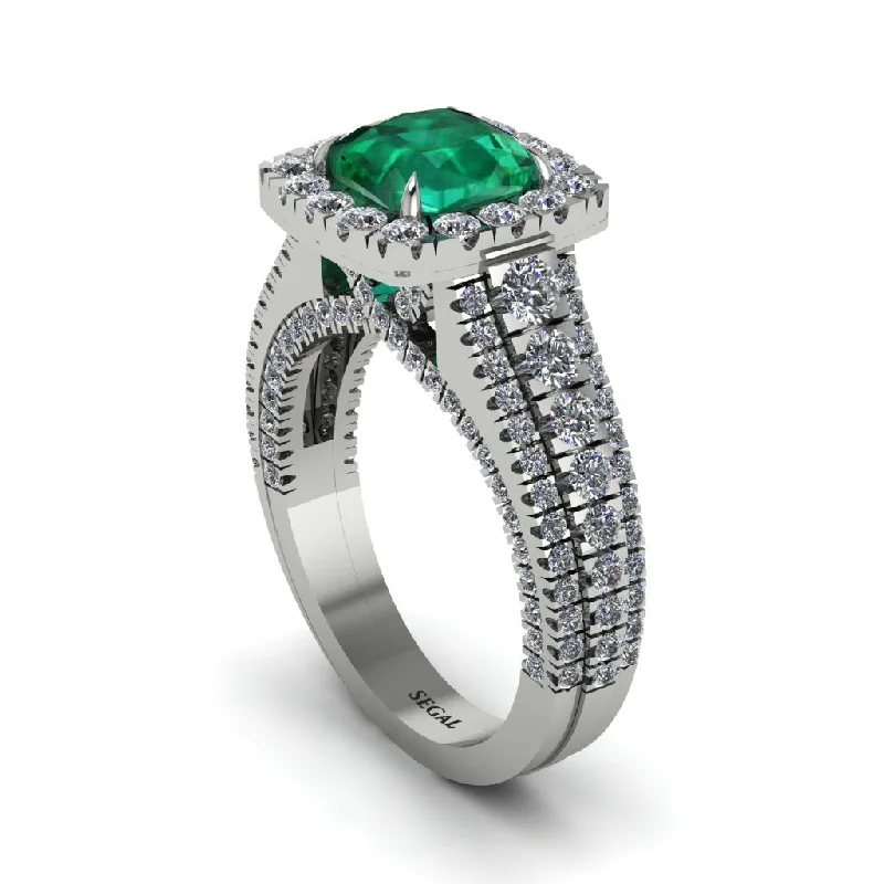 engagement-rose-gold-twist-ring-Cushion Cut Emerald Eternal Splendor Engagement Ring - Lorelei No. 6