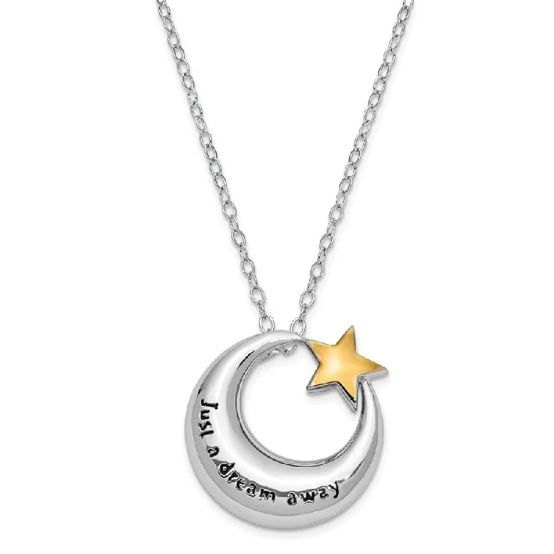 Ladies necklaces for casual vibes -Sterling Silver Gold Tone Accent Moon & Star Ash Holder Necklace, 18in