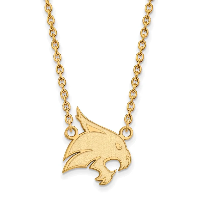 Ladies necklaces weathered finish -14k Gold Plated Silver Texas State Large Pendant Necklace