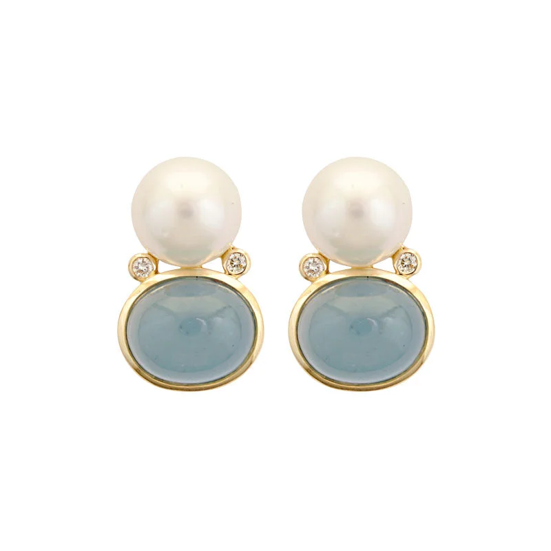 ladies-diamond-huggie-earrings-Earrings-Aquamarine, South Sea Pearl and Diamond