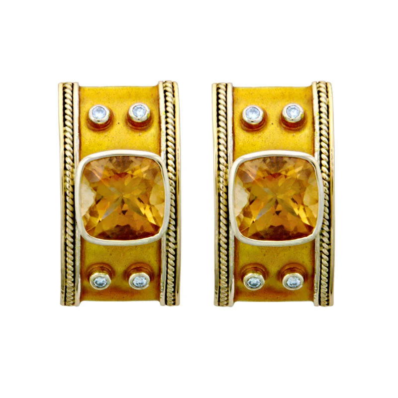 ladies-modern-rose-gold-earrings-Earrings-Citrine and Diamond (Enamel)