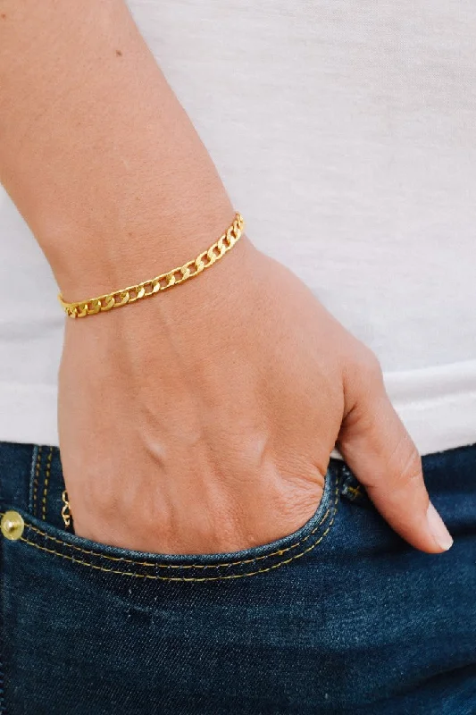 Ladies bracelets with pine charms -Gold plated chain bracelet for women, gift for her