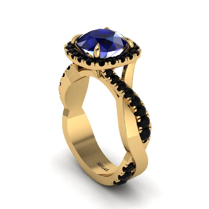 engagement-sapphire-classic-ring-Sapphire Twist Shank Halo Engagement Ring - Cheyenne No. 43