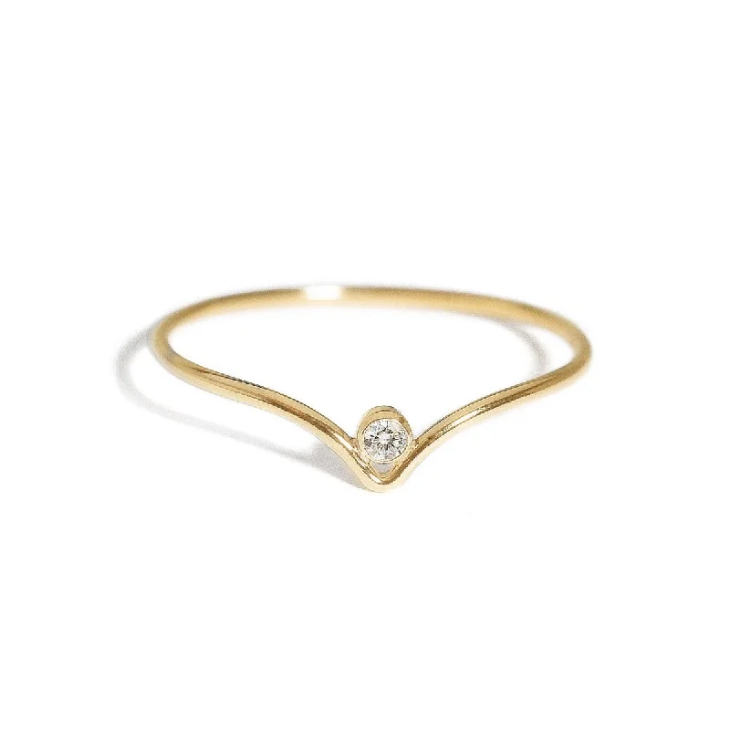 ladies-cushion-cut-gold-rings-Tiny Pavé Chevron Ring