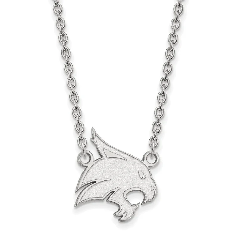 Ladies necklaces with chest charms -Sterling Silver Texas State Large Mascot Pendant Necklace