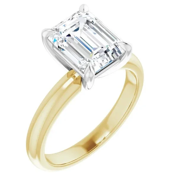 engagement-sapphire-handmade-ring-18K Yellow Gold  Emerald Cut Diamond Solitaire Engagement Ring