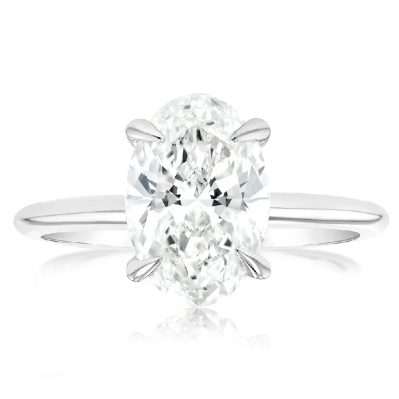 engagement-infinity-diamond-ring-Luminesce Lab Grown Certified 2 Carat Oval Diamond Engagement Ring in 18ct White Gold