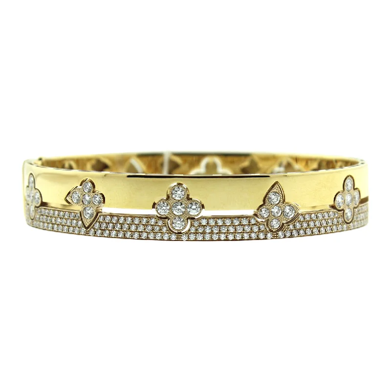 Ladies bracelets with woof charms -18K Yellow Gold Diamond Bangle Bracelet