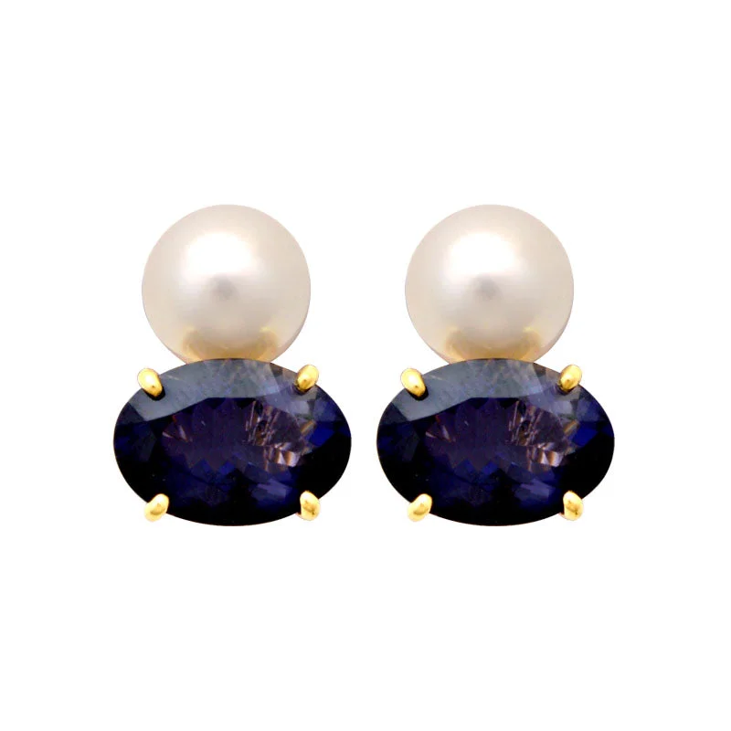 ladies-ethnic-silver-earrings-Earrings-Iolite and South Sea Pearl