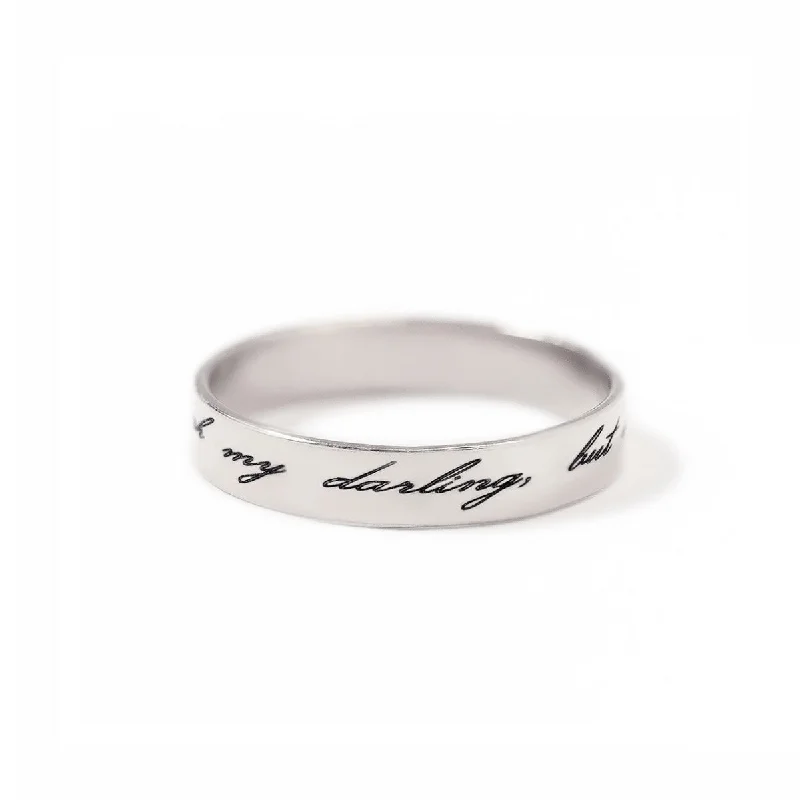 ladies-bridal-sapphire-rings-Script Engraved Message Ring