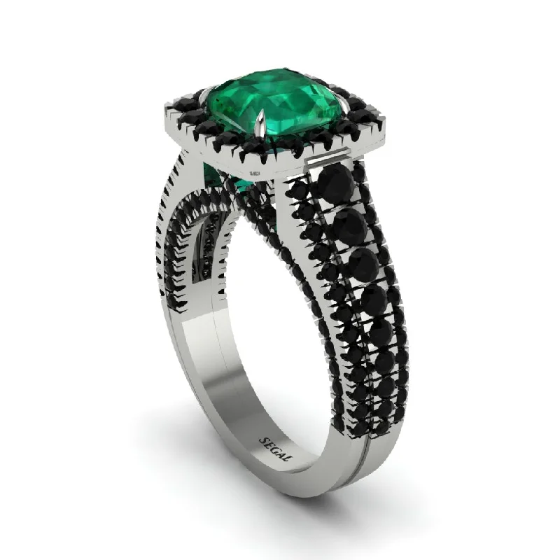 engagement-birthstone-gold-ring-Cushion Cut Emerald Eternal Splendor Engagement Ring - Lorelei No. 36