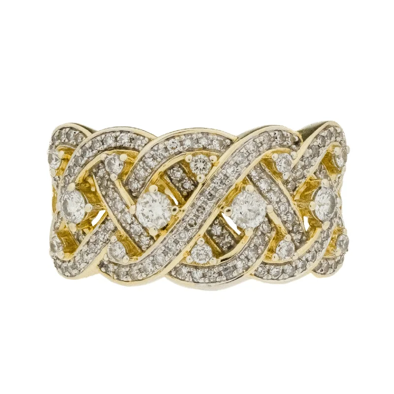 ladies-infinity-platinum-rings-0.97ctw Diamond Fashion Ring in 14K Yellow Gold - Size 8