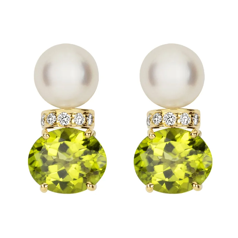 ladies-pearl-chandelier-earrings-Earrings - South Sea Pearl, Peridot And Diamond (2352D)