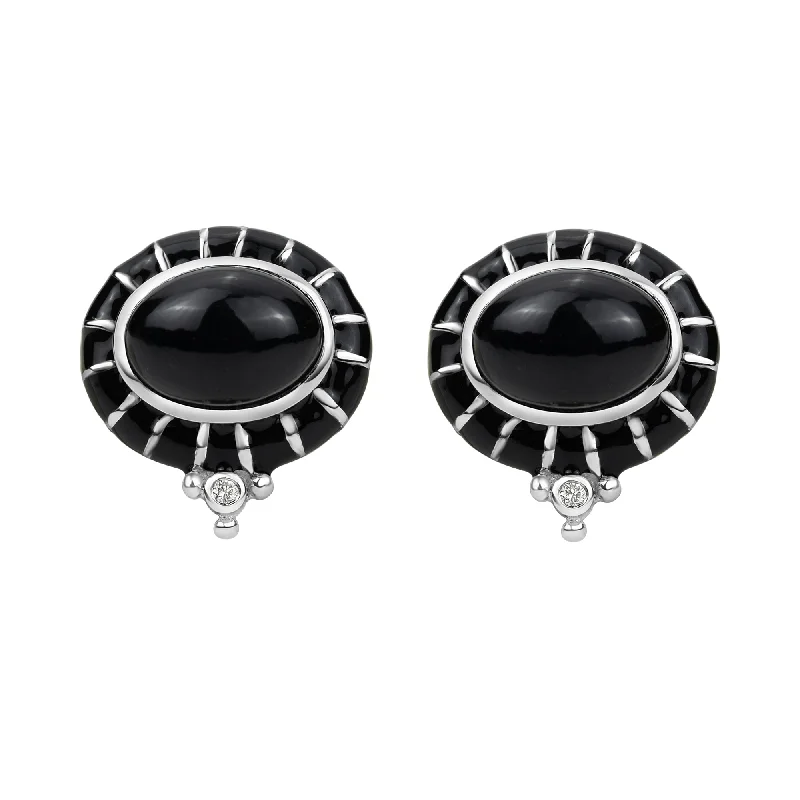 ladies-crawl-diamond-earrings-Earrings - Black Onyx And Diamond (enamel)