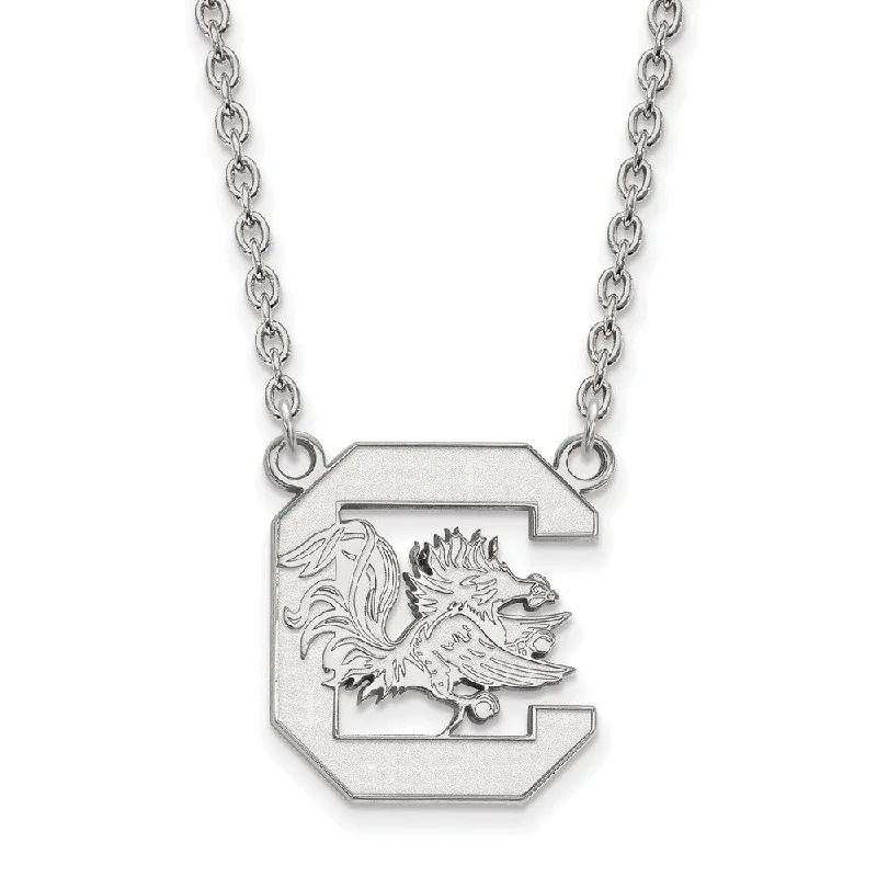 Ladies necklaces for trail days -Sterling Silver South Carolina Large Gamecock Pendant Necklace