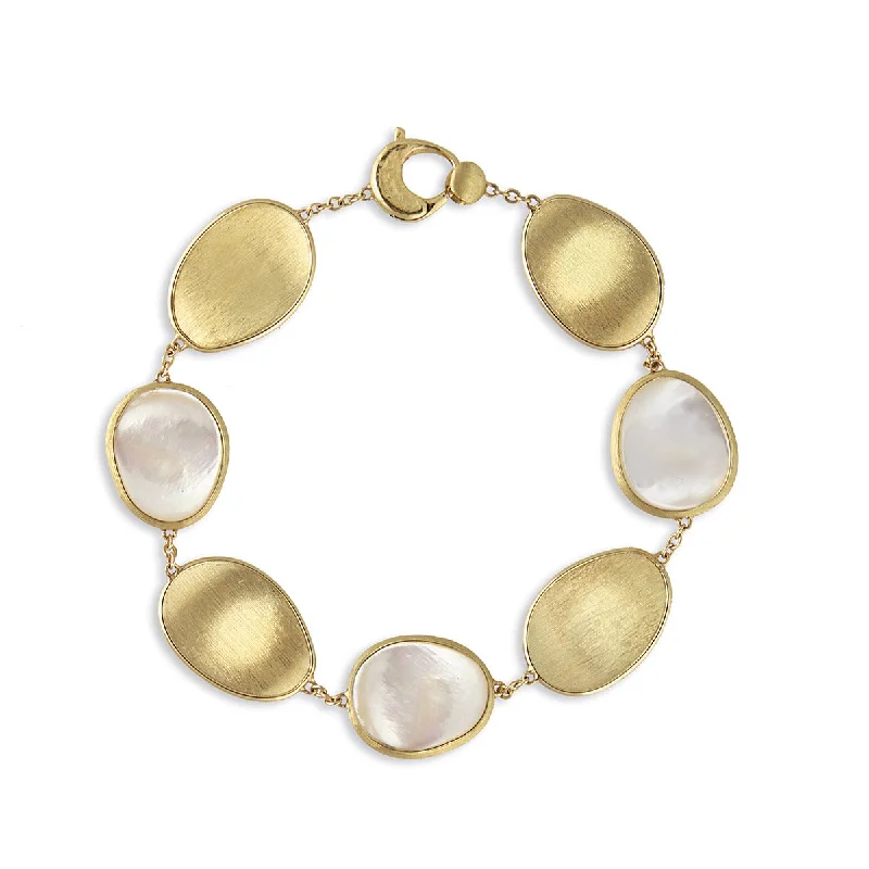 Ladies bracelets 22k gold shine -18K Yellow Gold White Mother of Pearl Bracelet