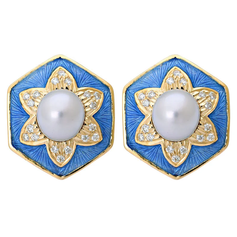 ladies-affordable-rose-gold-earrings-Earrings-South Sea Pearl and Diamond (Enamel)