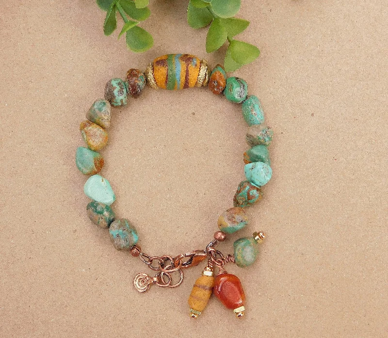 Ladies bracelets for holiday vibes -Earthy Turquoise AfroBoho Bracelet