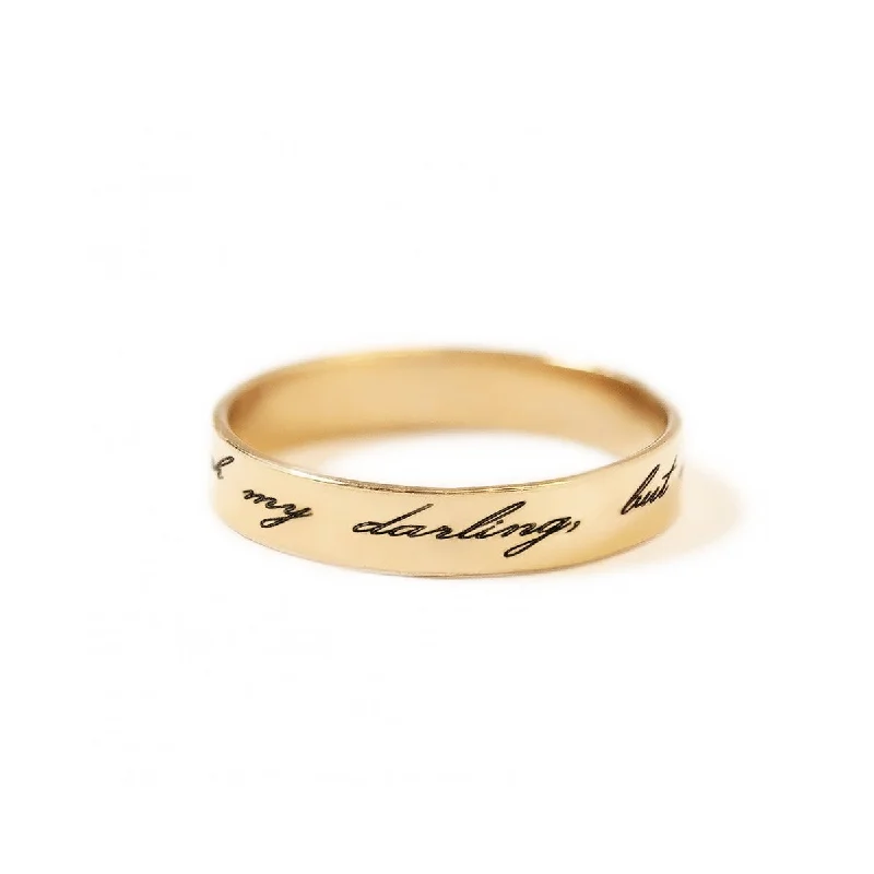 ladies-name-pearl-rings-Script Engraved Message Ring