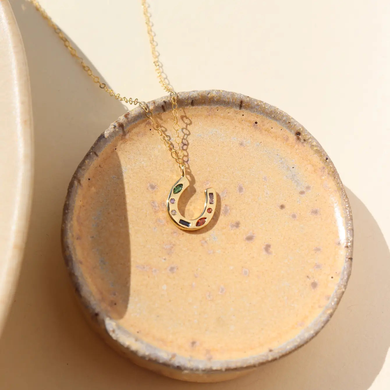 Ladies necklaces blush rose gold -Horseshoe Charm Necklace | Wholesale