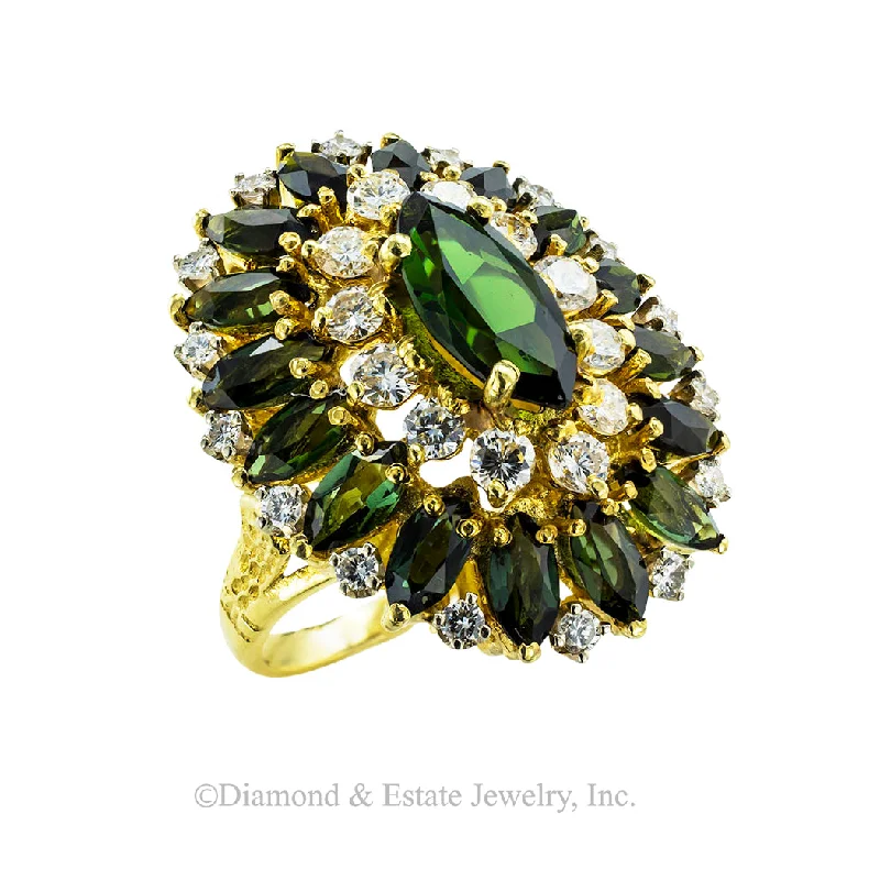 ladies-infinity-diamond-rings-Cindy Royce Green Tourmaline Diamond Yellow Gold Cocktail Ring