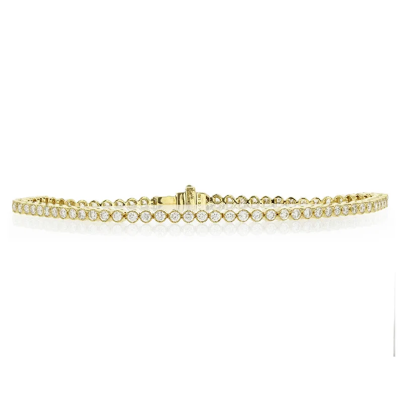 Ladies bracelets with night obsidian -18K Yellow Gold Diamond 7-Inch Tennis Bracelet