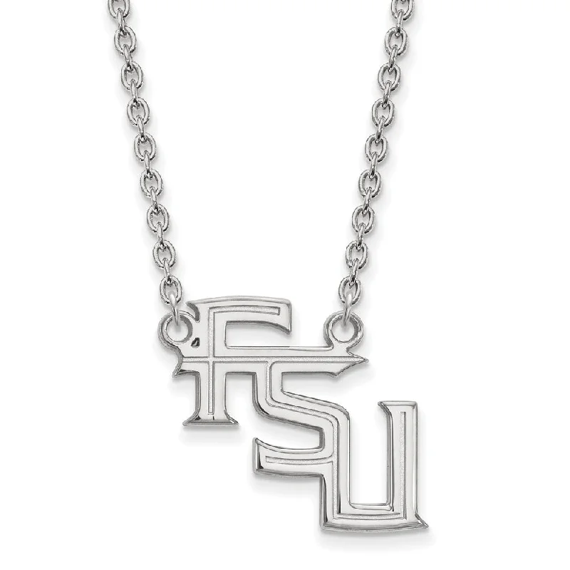 Ladies necklaces for rural getaways -Sterling Silver Florida State Large 'FSU' Pendant Necklace