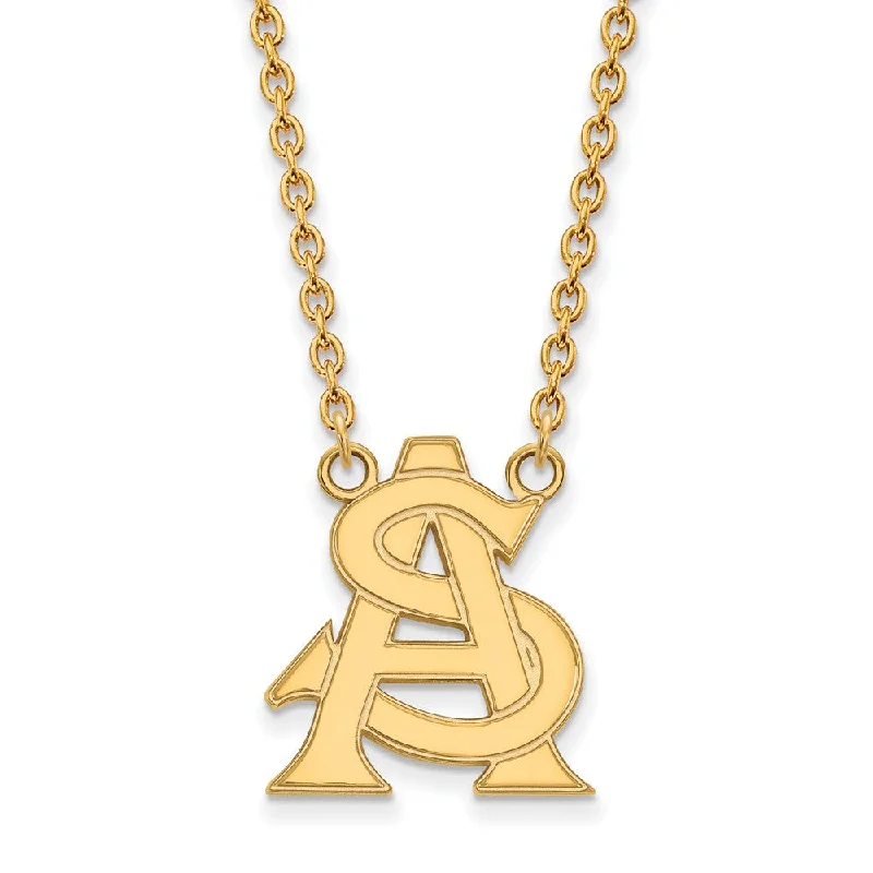 Ladies necklaces for trail days -14k Yellow Gold Arizona State Lg Logo Pendant Necklace