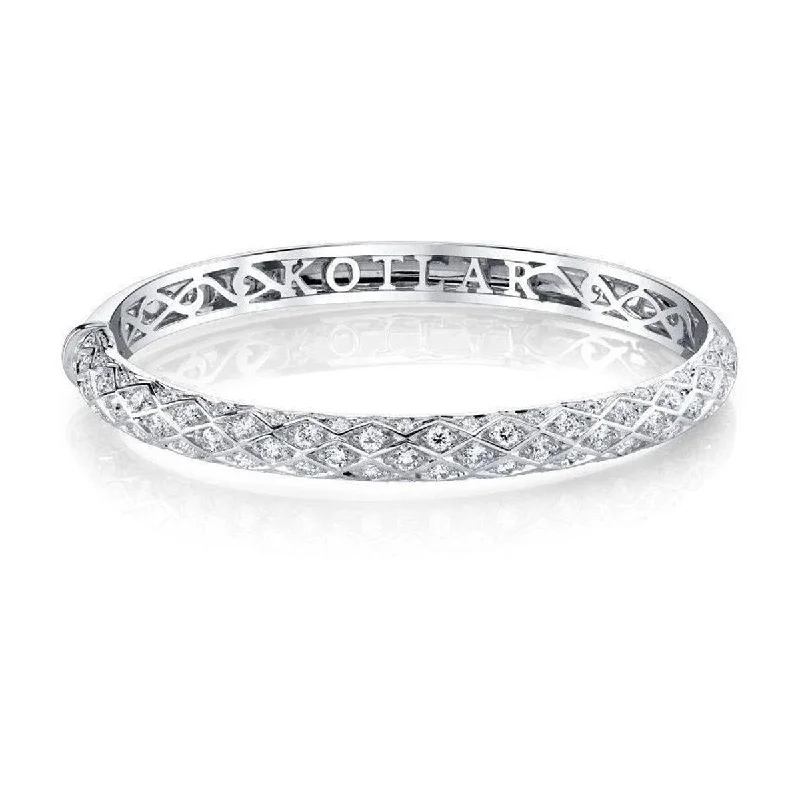 Ladies bracelets for clan ties -Criss Cross Artisan Pave Diamond Bangle Bracelet