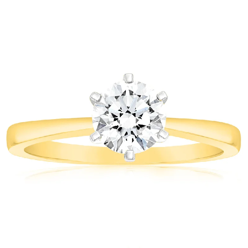 engagement-birthstone-platinum-ring-Certified Luminesce Lab Grown 1 Carat Solitaire Engagement Ring in 18ct Yellow Gold