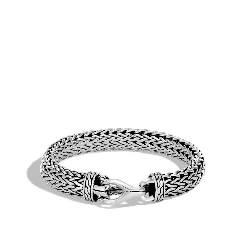 Ladies bracelets elegant bands -Asli Classic Chain Link Silver Large Flat Chain Bracelet