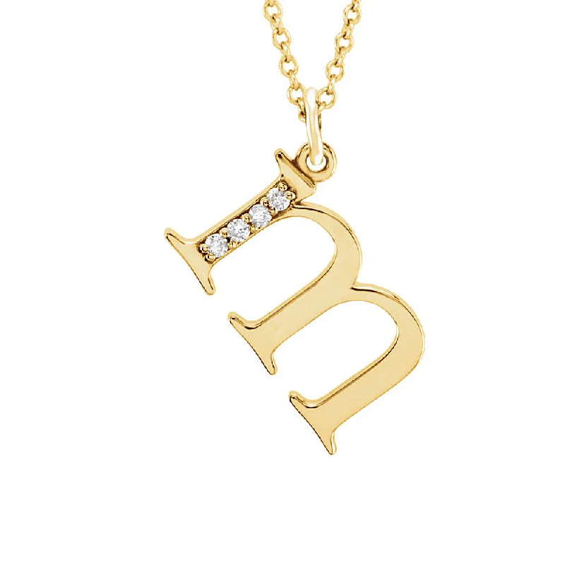 Ladies necklaces fancy strands -The Abbey 14k Yellow Diamond Lower Case Initial 'm' Necklace 16 Inch